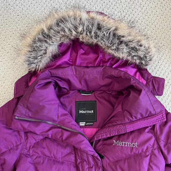 MARMOT Varma purple down filled winter coat size small - Picture 7 of 13